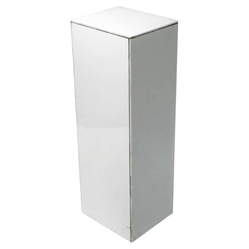 Midcentury Modern Opaque White Glass Paneled Pedestal For Sale