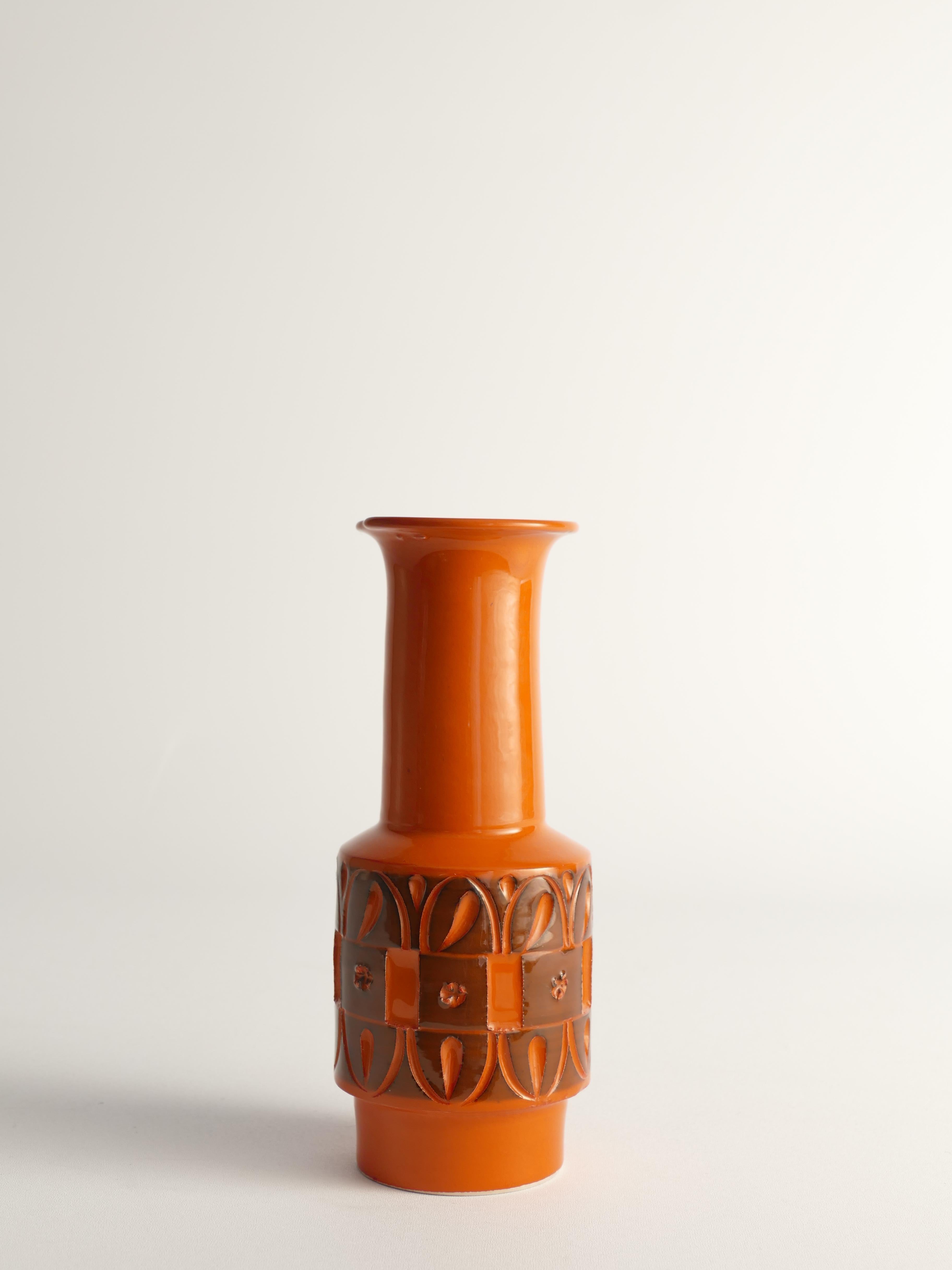 Mid-Century moderno Vaso in gres arancione di Fratelli Fanciullacci, Italia , 1960 in vendita