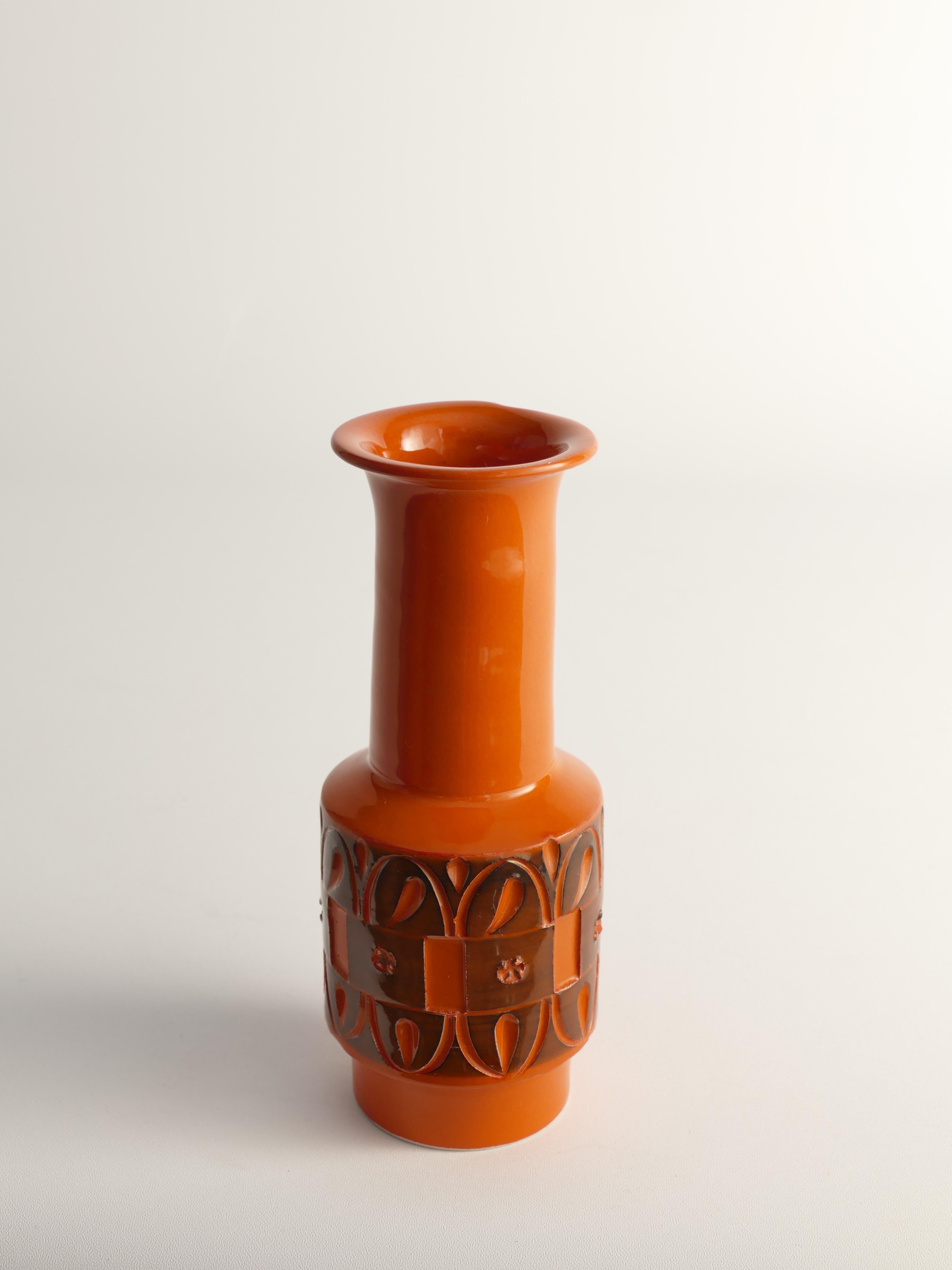 Smaltato Vaso in gres arancione di Fratelli Fanciullacci, Italia , 1960 in vendita