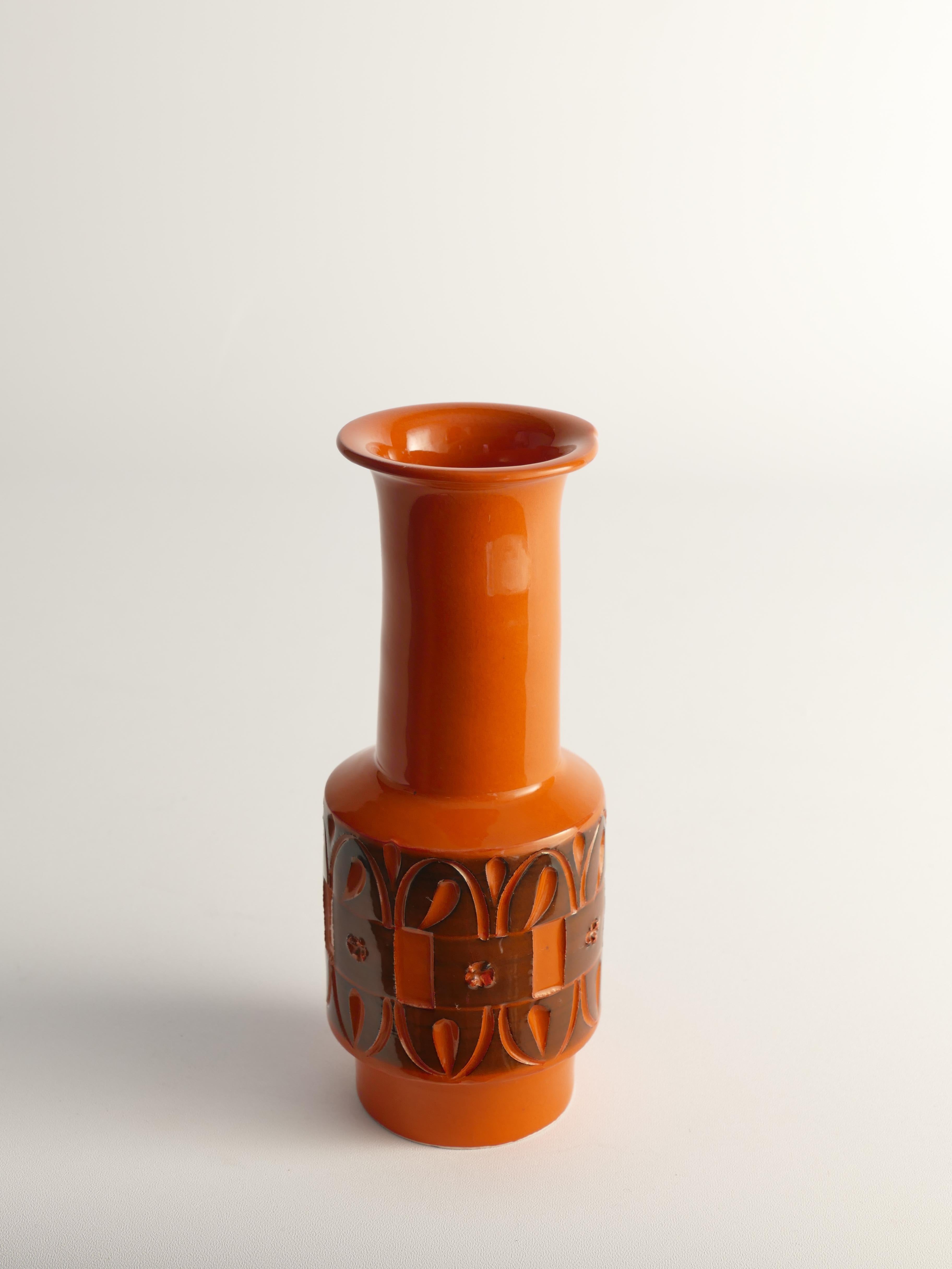 Metà XX secolo Vaso in gres arancione di Fratelli Fanciullacci, Italia , 1960 in vendita