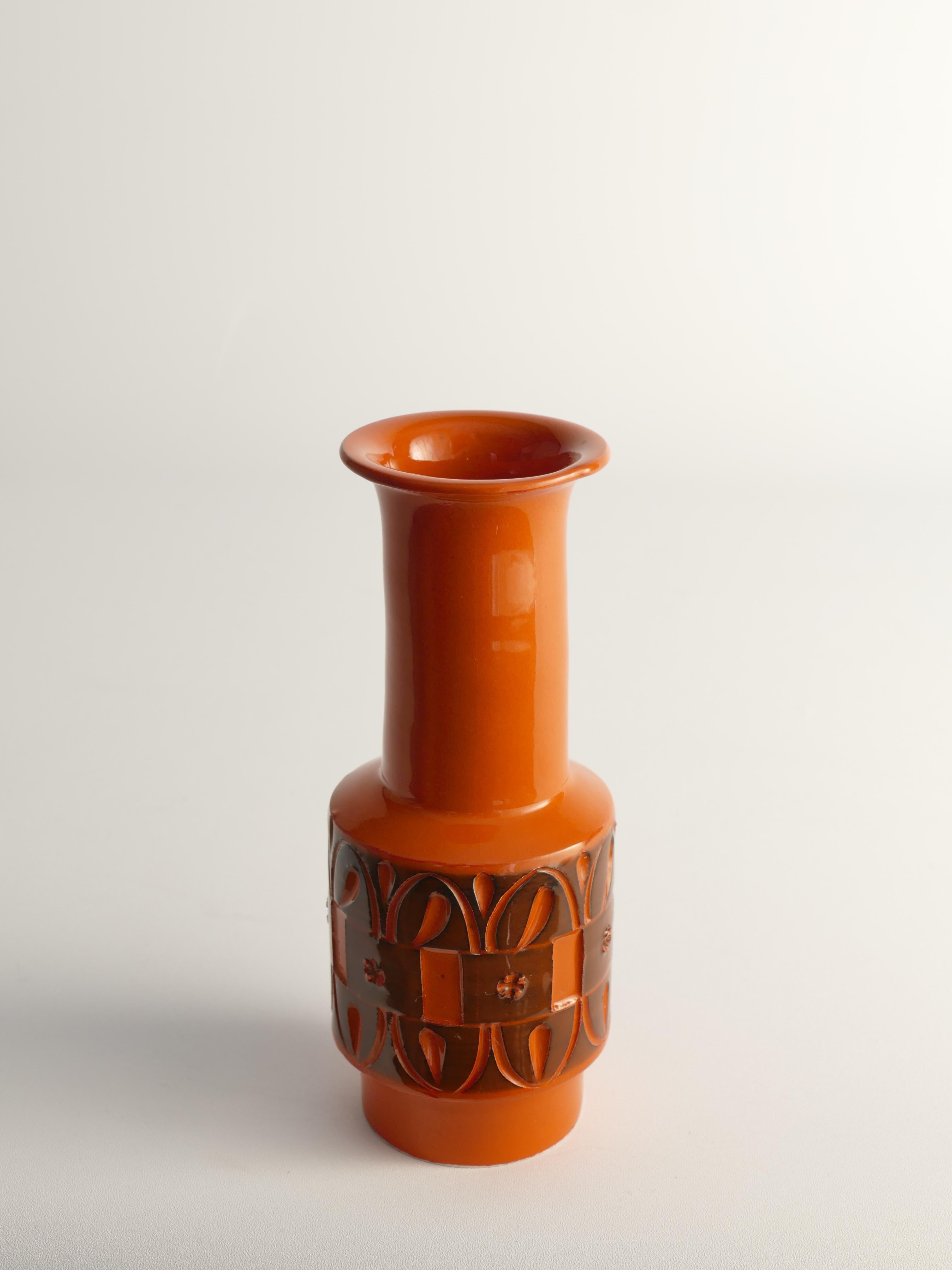 Grès porcellanato Vaso in gres arancione di Fratelli Fanciullacci, Italia , 1960 in vendita
