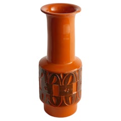 Midcentury Modern Orange Stoneware Vase by Fratelli Fanciullacci, Italy , 1960s