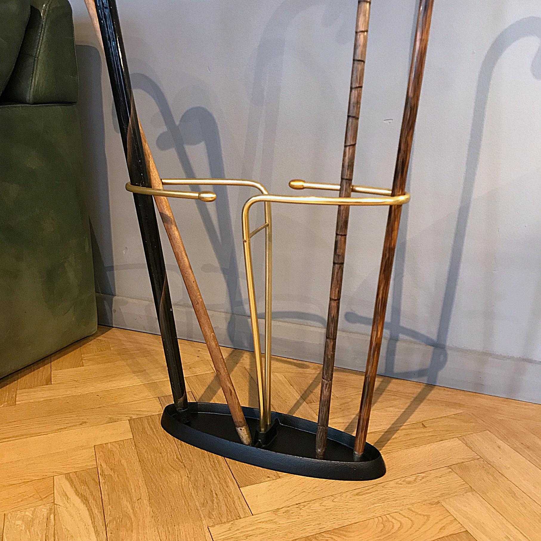 Metalwork Midcentury Modern Organic Brass Umbrella Stand, 1950s, Austria For Sale