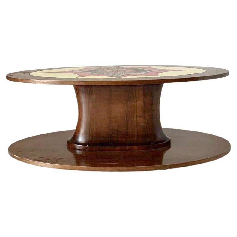 Italian Table basse ovale en bois, Italie 1960 en vente