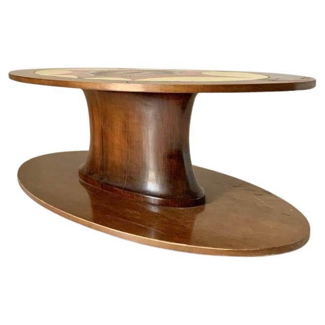 Table basse ovale en bois, Italie 1960 Bon état - En vente à Ceglie Messapica, IT