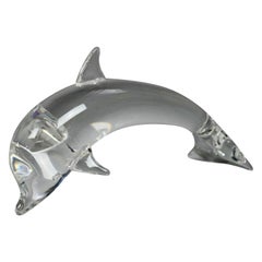 Midcentury Modern over Sized Steuben Art Glass Swimming Dolphin by Atkins C1960