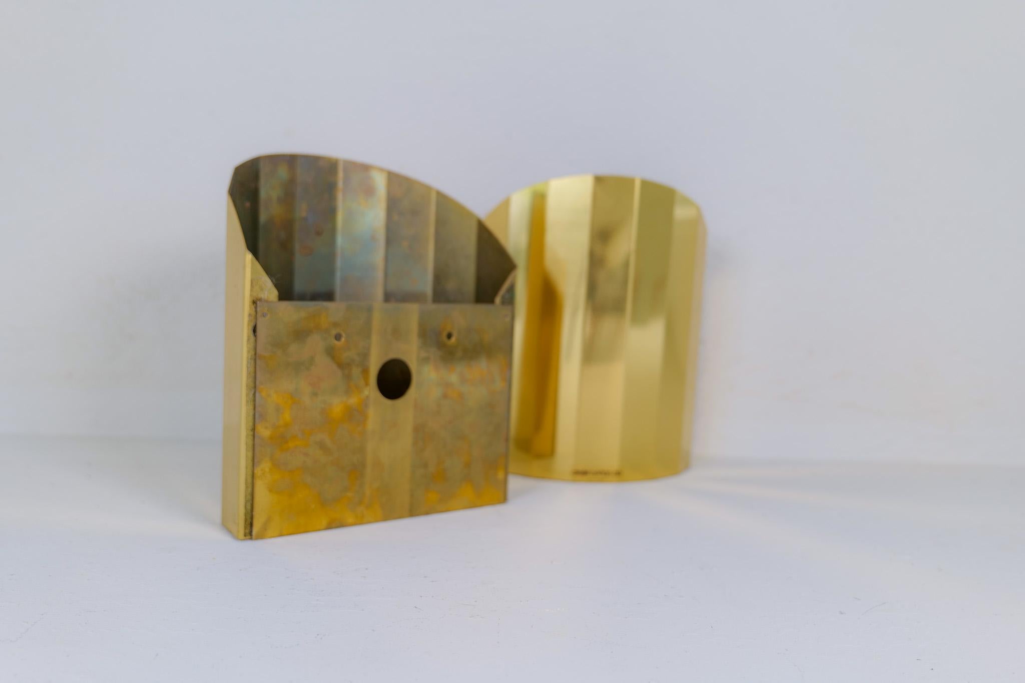 Mid-Century Modern Pair of Brass Sconces Atelje Lyktan Sweden 1970s For Sale 4