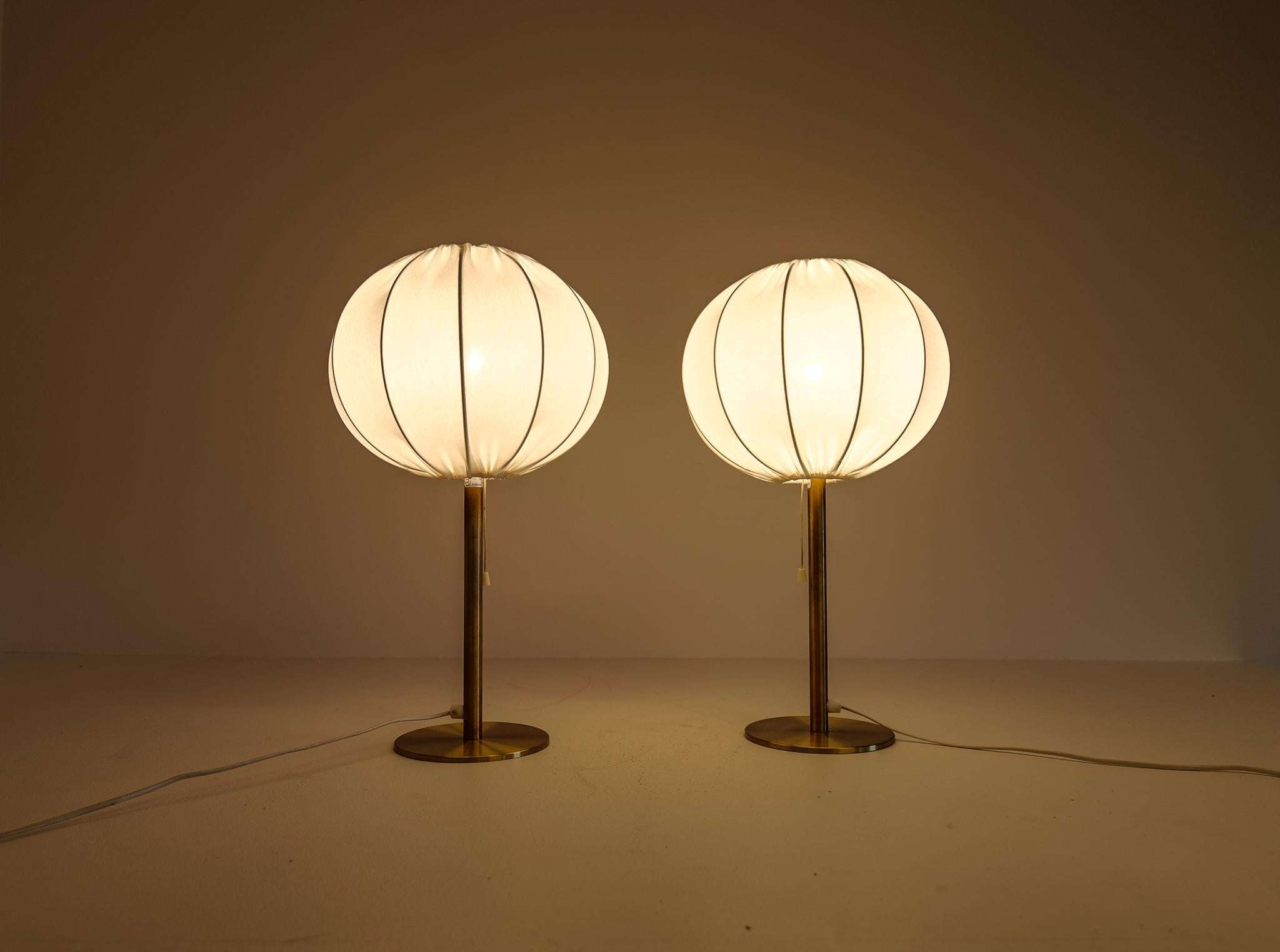 Mid-Century Modern Pair of Brass Table Lamps Luxus, Sweden, 1970s 6
