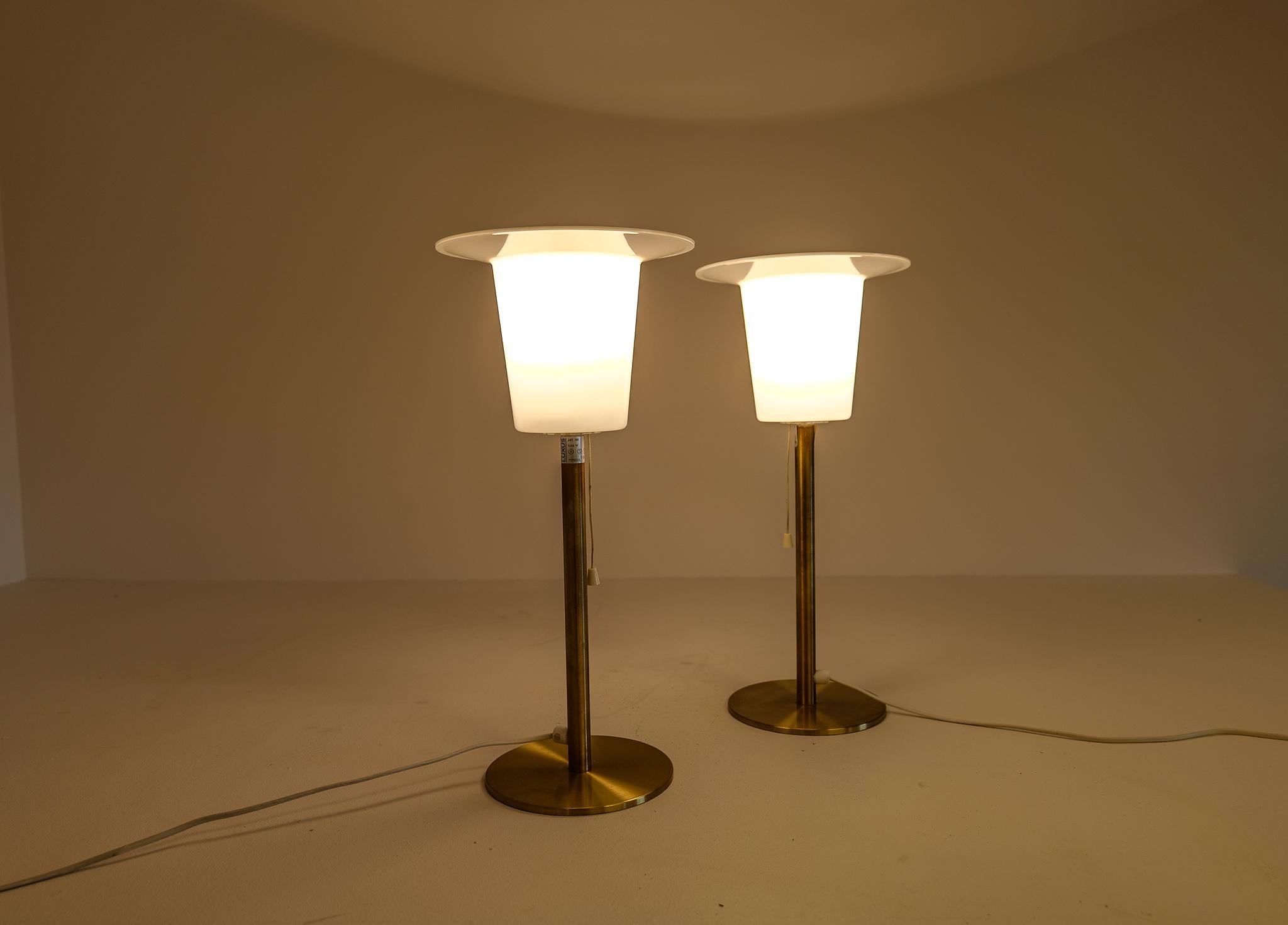 Mid-Century Modern Pair of Brass Table Lamps Luxus, Sweden, 1970s 10
