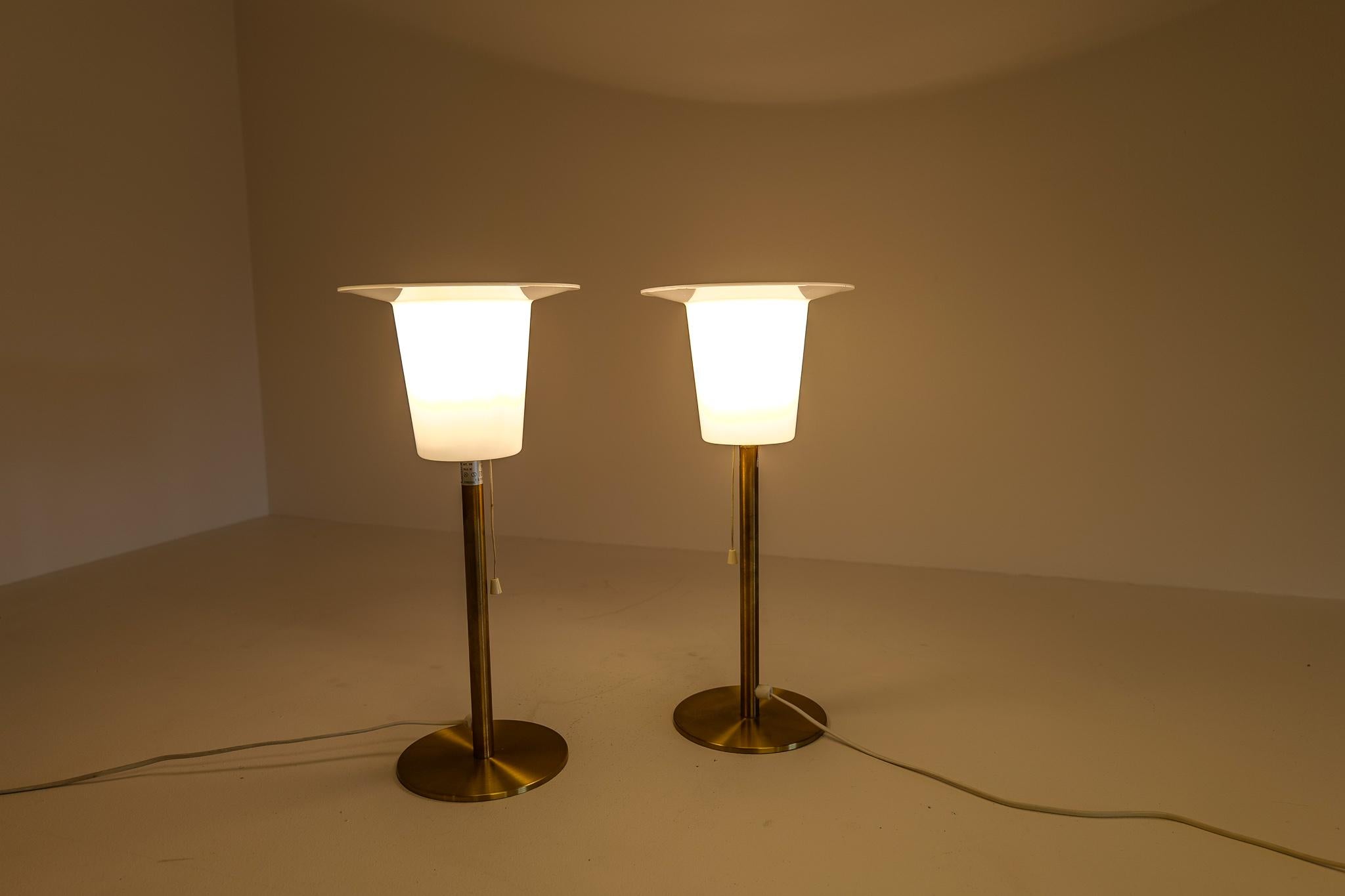 Mid-Century Modern Pair of Brass Table Lamps Luxus, Sweden, 1970s 11