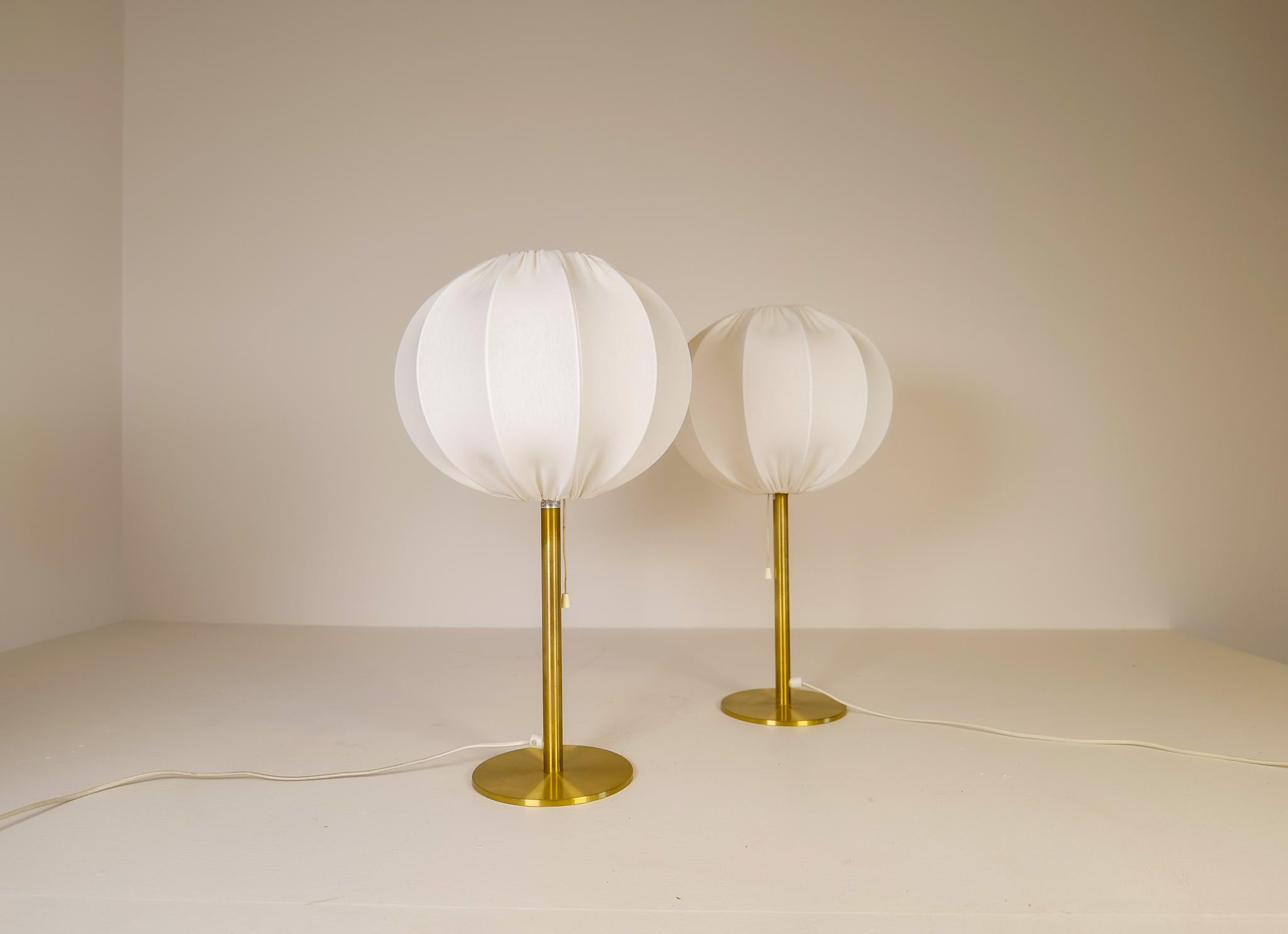 Late 20th Century Mid-Century Modern Pair of Brass Table Lamps Luxus, Sweden, 1970s