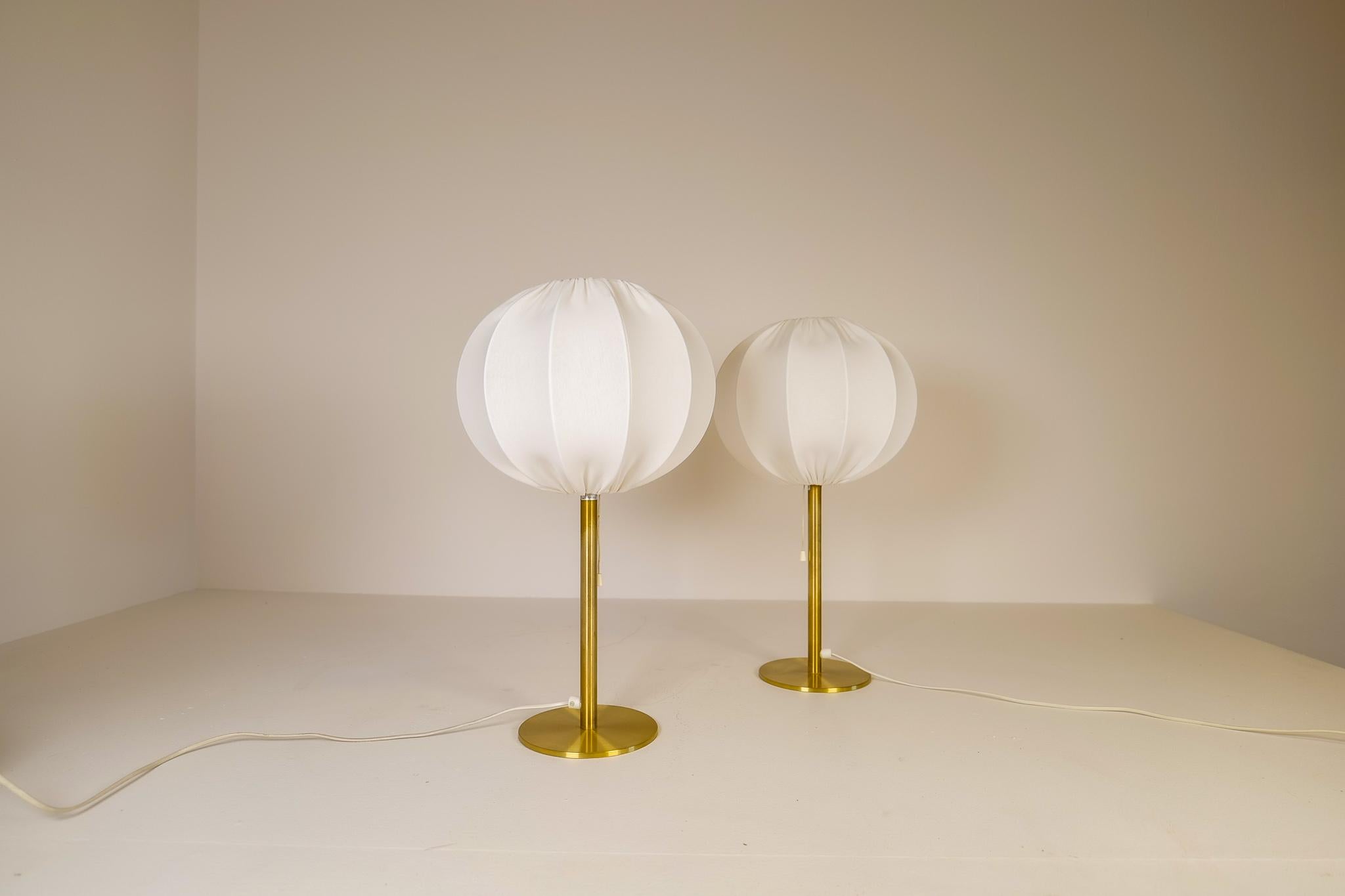 Mid-Century Modern Pair of Brass Table Lamps Luxus, Sweden, 1970s 1