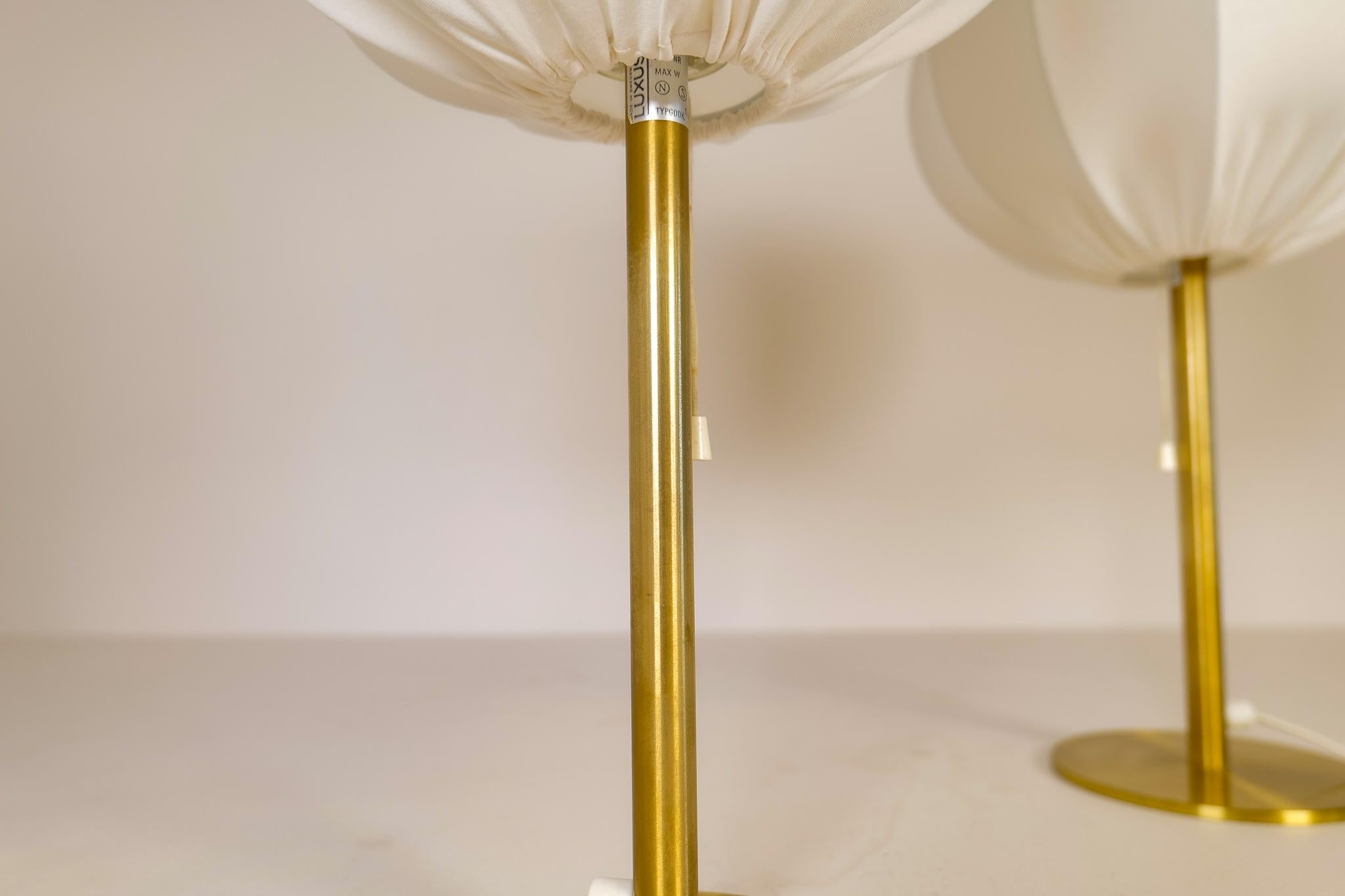 Mid-Century Modern Pair of Brass Table Lamps Luxus, Sweden, 1970s 3