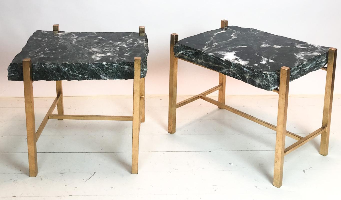 Mid-Century Modern Pair of Breccia Marble Side Tables by Banci in Firenze, 1970s 3
