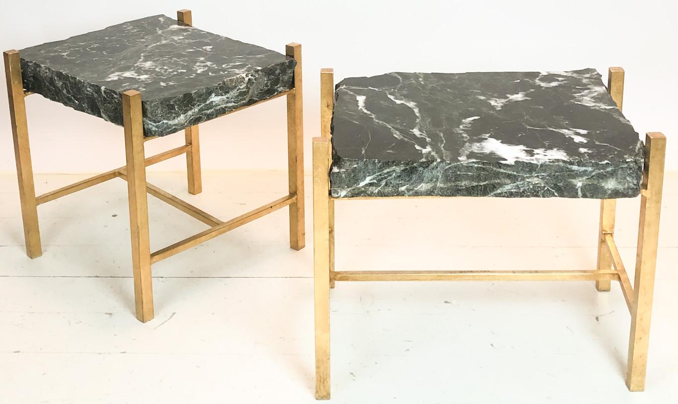 Italian Mid-Century Modern Pair of Breccia Marble Side Tables by Banci in Firenze, 1970s