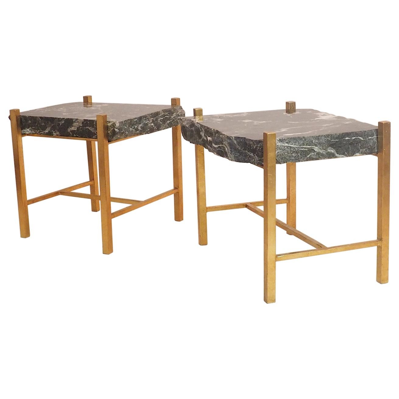 Mid-Century Modern Pair of Breccia Marble Side Tables by Banci in Firenze, 1970s
