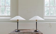 Midcentury Modern Pair of Table Lamps in Brass and Cast Iron Asea Sweden, 1950s