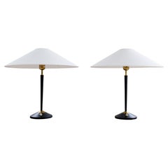 Midcentury Modern Pair of Table Lamps in Brass and Cast Iron Asea Sweden, 1950s