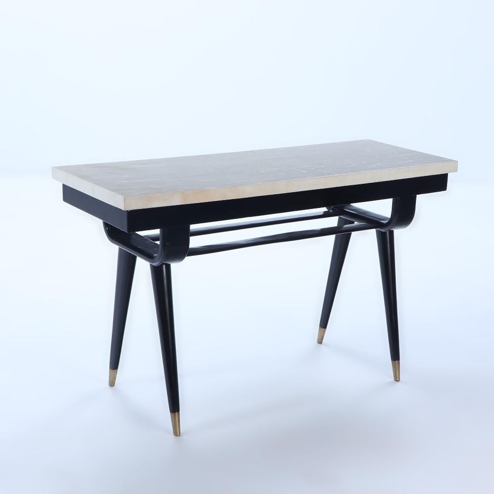 Mid-Century Modern Midcentury Modern Parchment Top Console Table For Sale