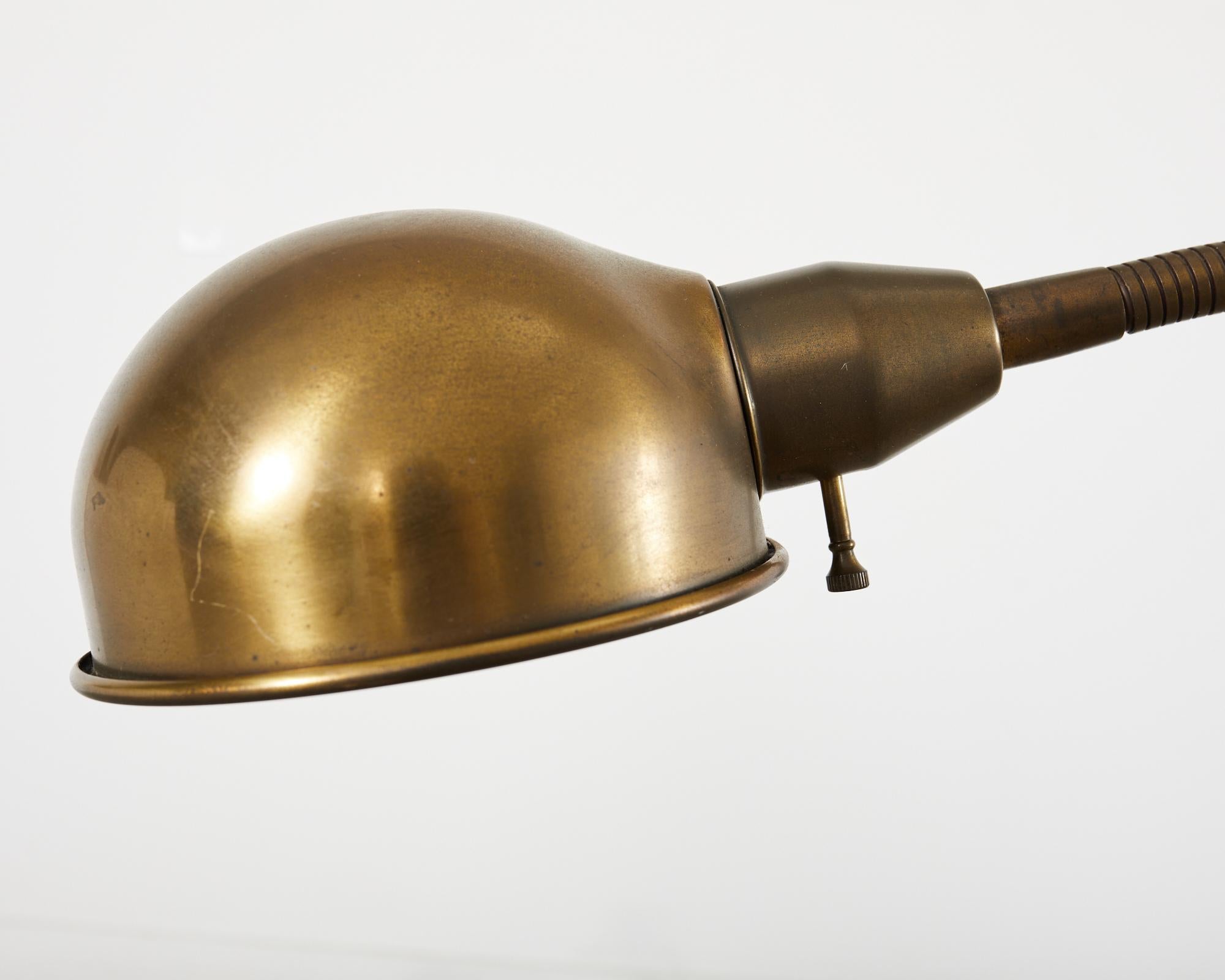Midcentury Modern Patinated Brass Adjustable Floor Lamp For Sale at 1stDibs