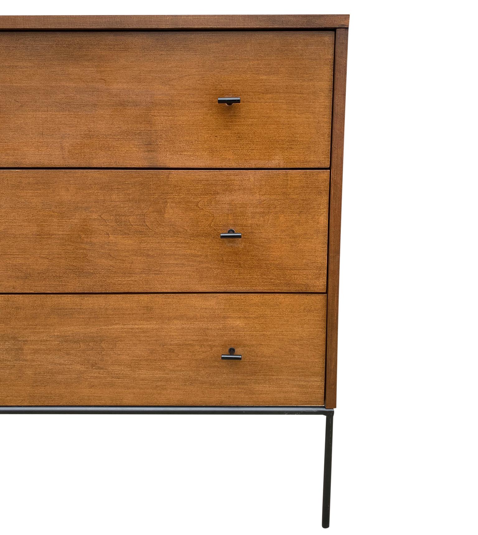 Mid-Century Modern Midcentury Modern Paul McCobb 3-Drawer Dresser #1508 Maple Walnut Finish T Pulls