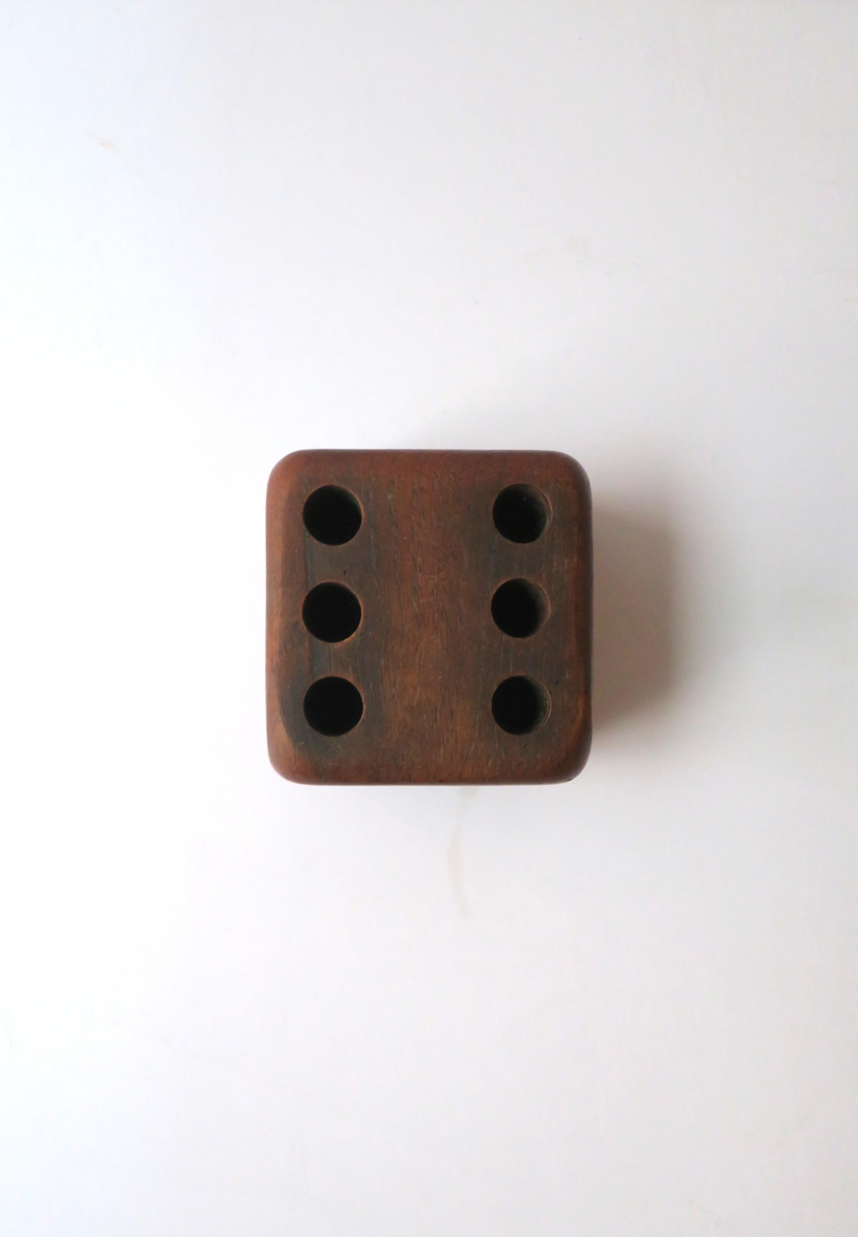 Swedish Midcentury Modern Pen Pencil Desk Holder Wood Dice from Sweden For Sale