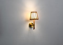 Midcentury modern Pencil Reed Rattan Wall Lamp