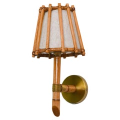 Midcentury modern Pencil Reed Rattan Wall Lamp