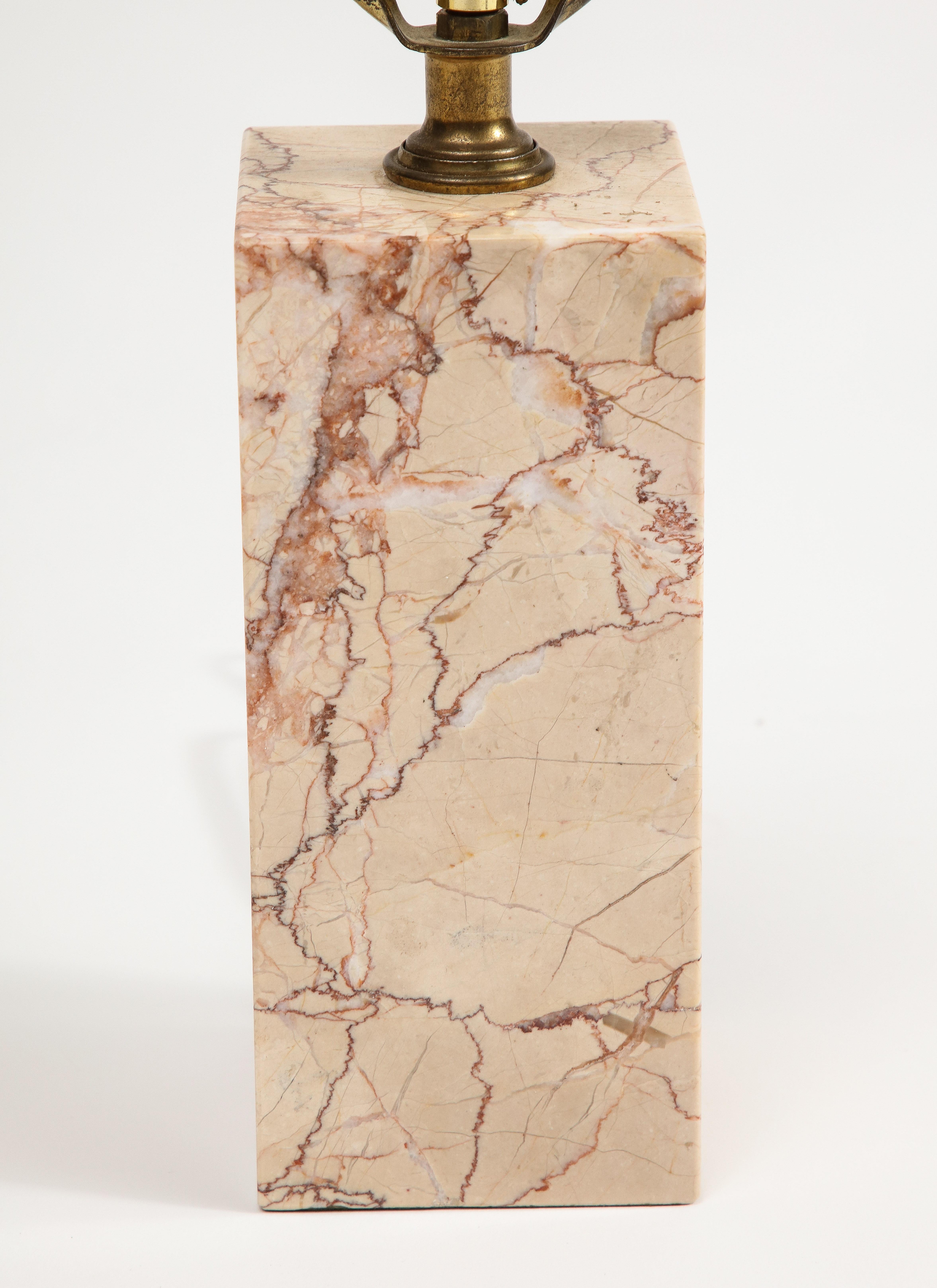 Midcentury Modern Pink Marble Table Lamp attributed to T.H. Robsjohn-Gibbings For Sale 4
