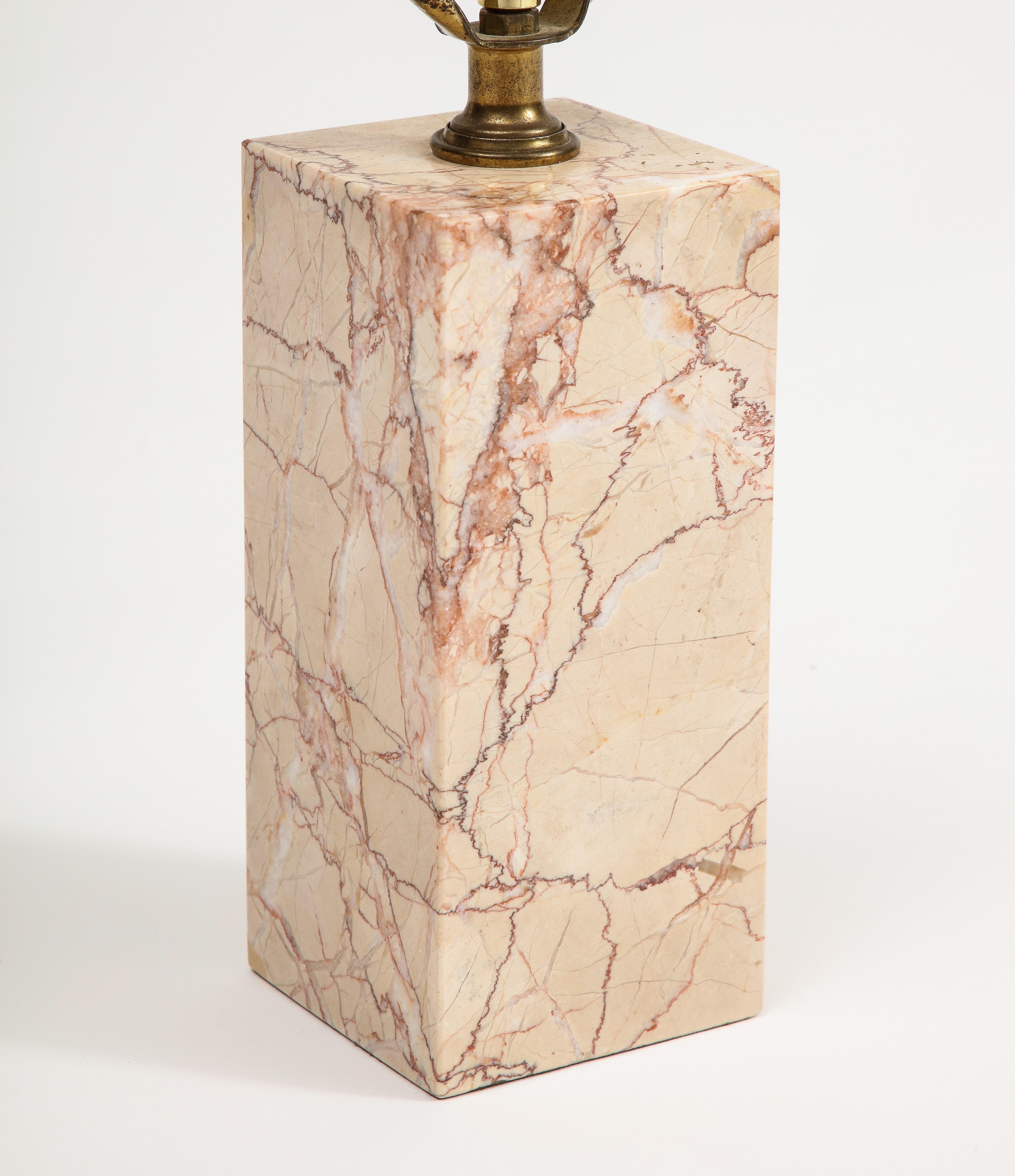 Midcentury Modern Pink Marble Table Lamp attributed to T.H. Robsjohn-Gibbings For Sale 5