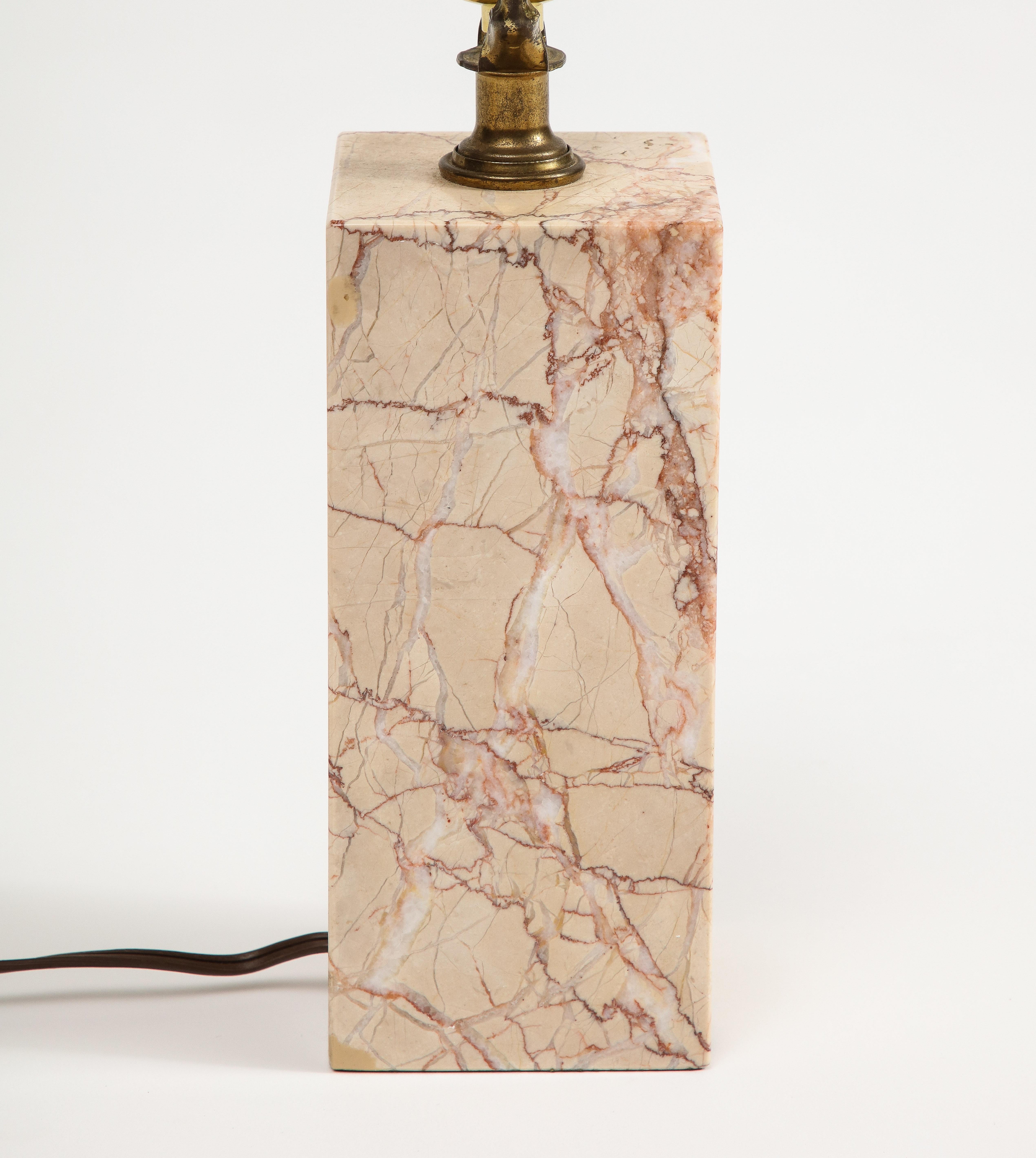 Midcentury Modern Pink Marble Table Lamp attributed to T.H. Robsjohn-Gibbings For Sale 6