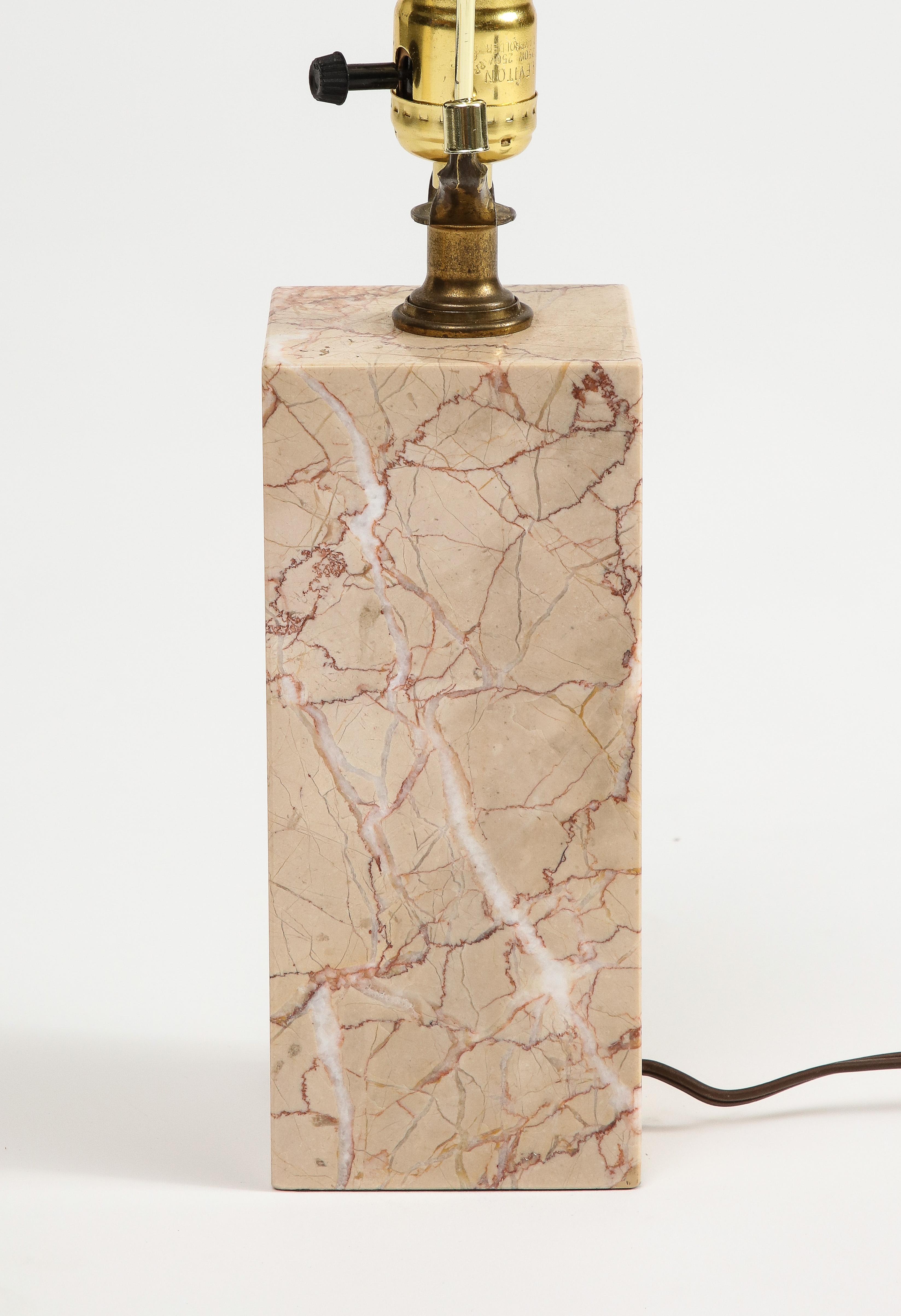 Midcentury Modern Pink Marble Table Lamp attributed to T.H. Robsjohn-Gibbings For Sale 7