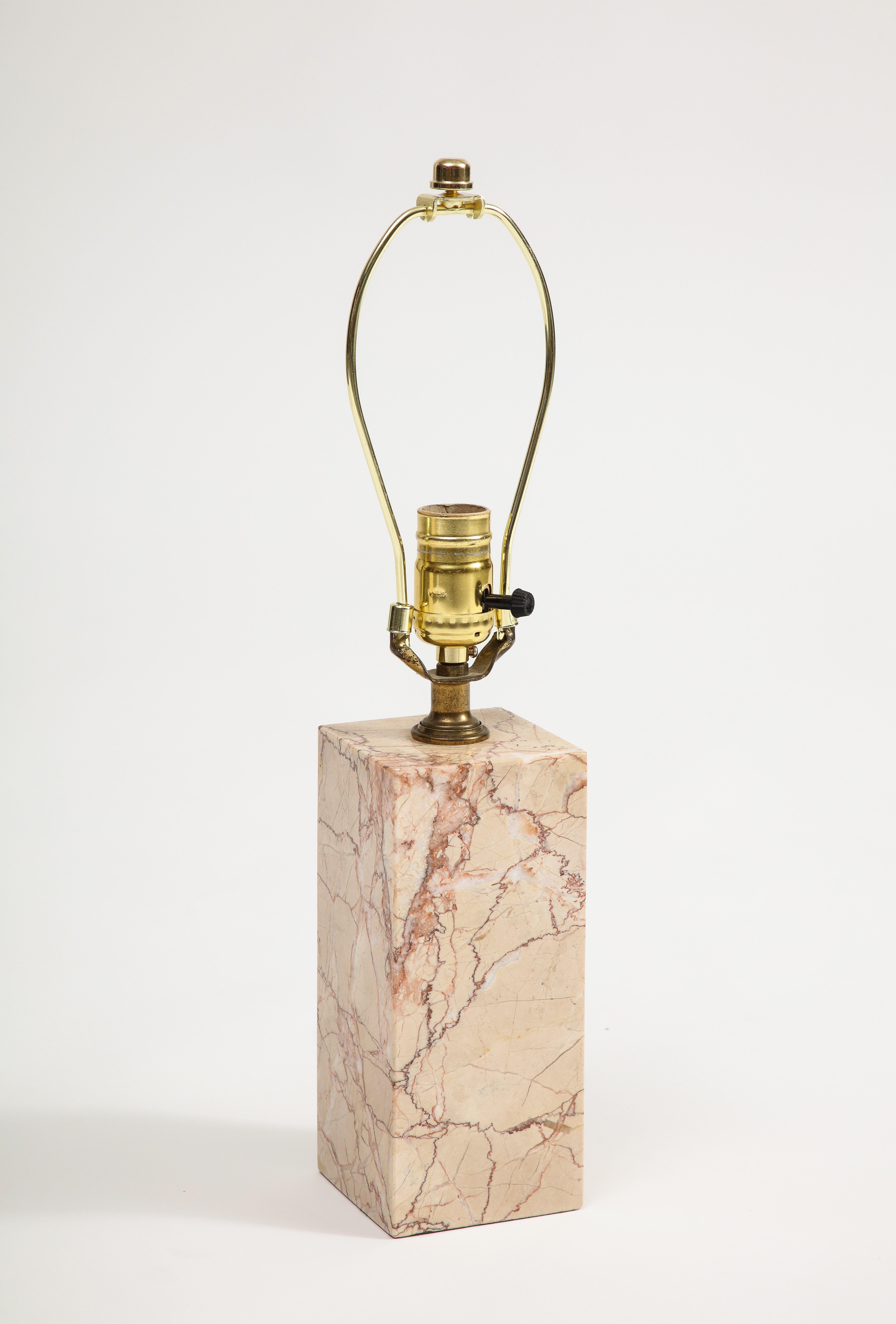 Midcentury Modern Pink Marble Table Lamp attributed to T.H. Robsjohn-Gibbings For Sale 2