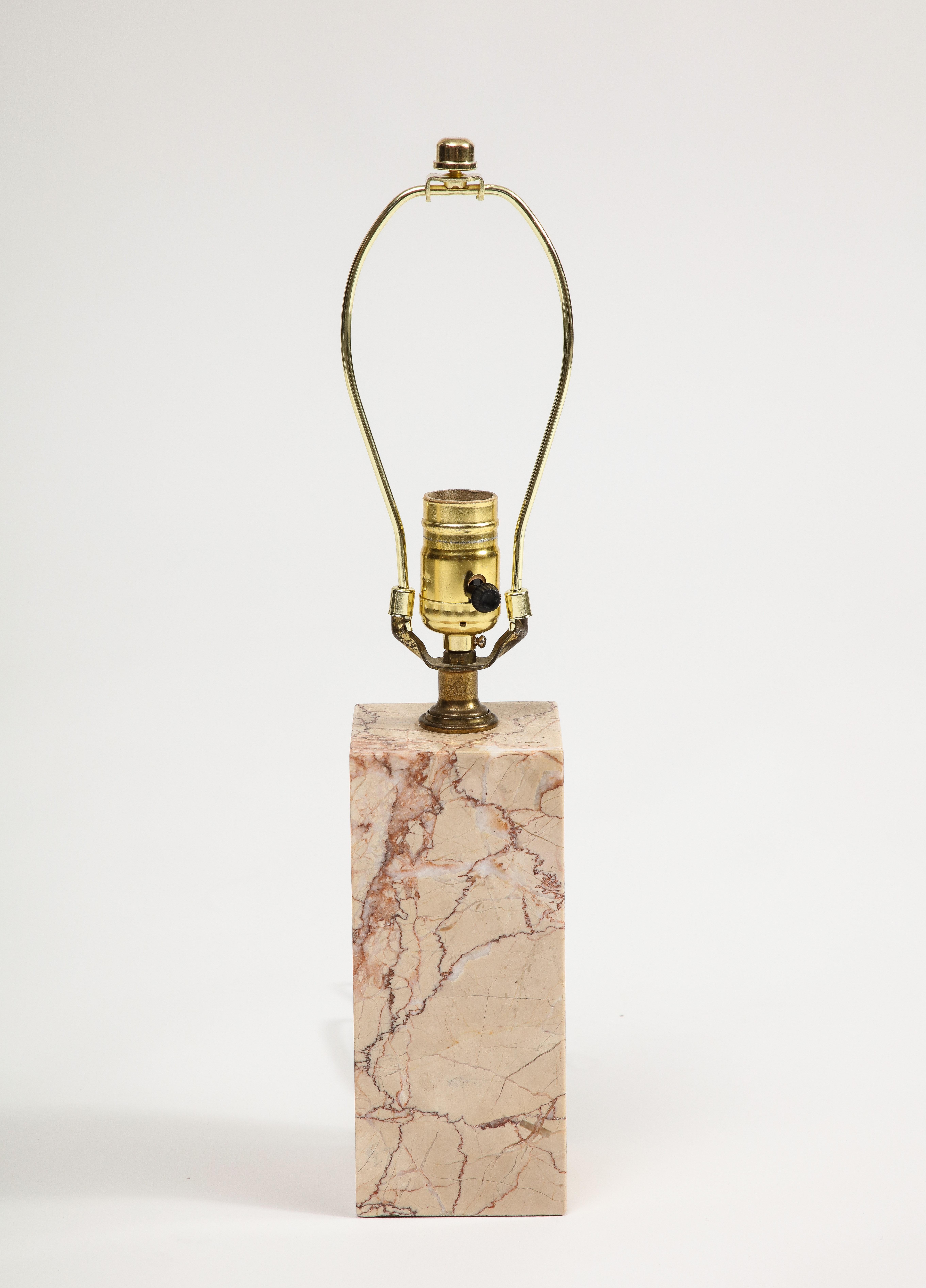 Midcentury Modern Pink Marble Table Lamp attributed to T.H. Robsjohn-Gibbings For Sale 3