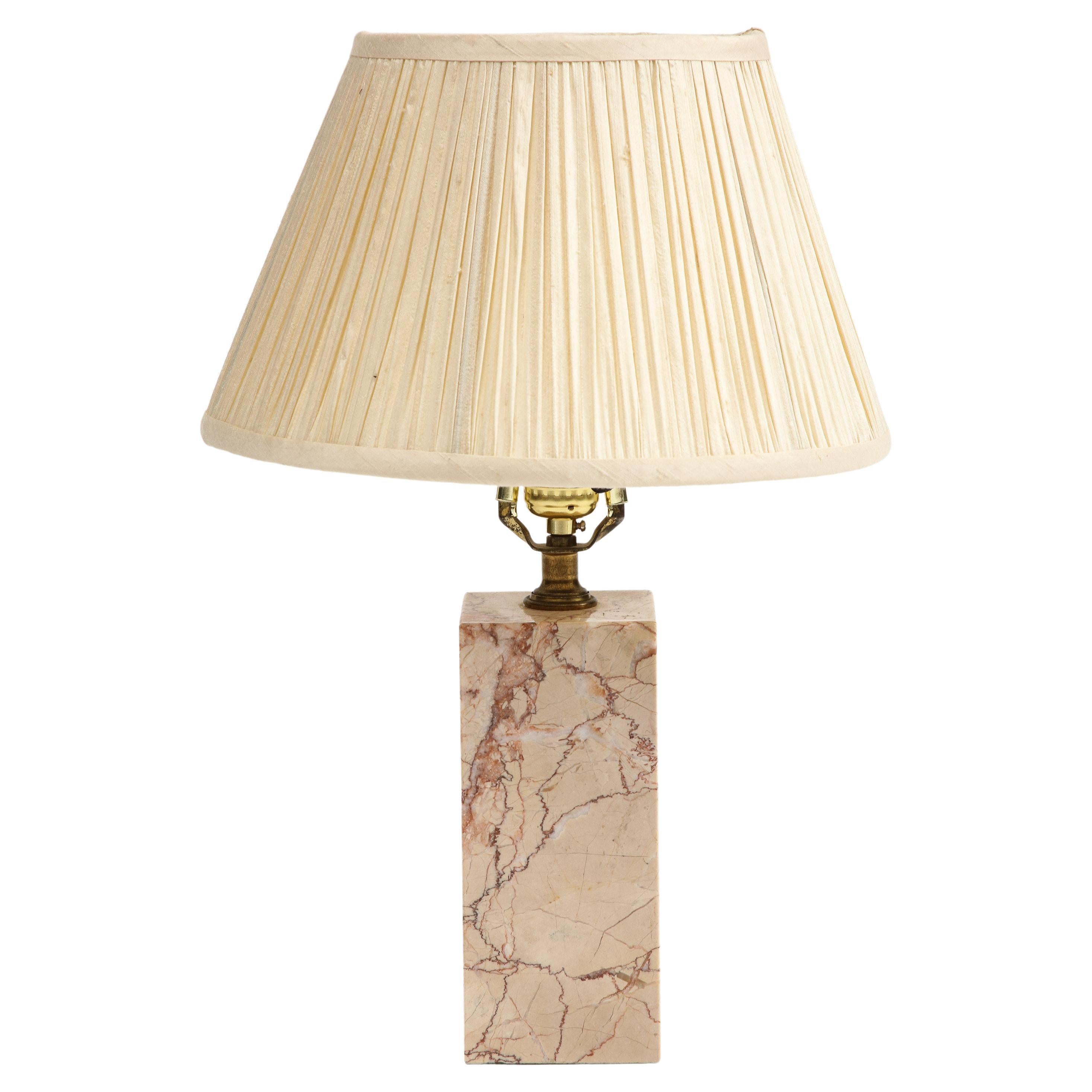 Midcentury Modern Pink Marble Table Lamp attributed to T.H. Robsjohn-Gibbings For Sale