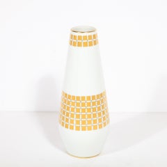 MidCentury Modern Porcelain Vase w/ 24k Yellow Gold Gilt, signed Tirschenheut