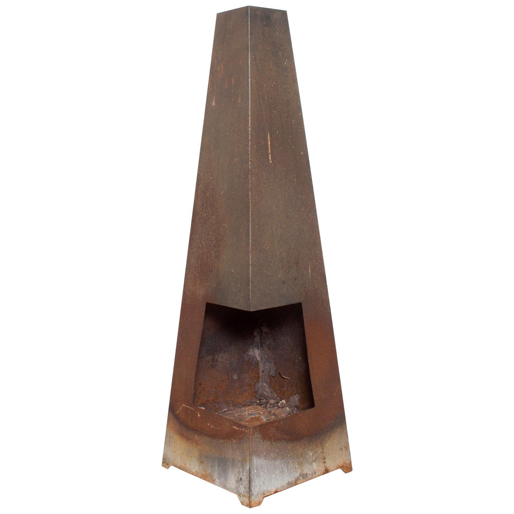 Mid-Century Modern Pyramid Fireplace Vintage Rustic Outdoor Firepit, 1970s