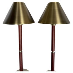 Lampes de buffet « Campaign Style » en laiton et cuir de Ralph Lauren Home, style « Mid-Century Modern »