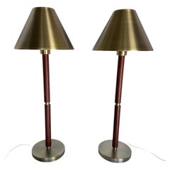 Lampes de buffet « Campaign Style » en laiton et cuir de Ralph Lauren Home, style « Mid-Century Modern »