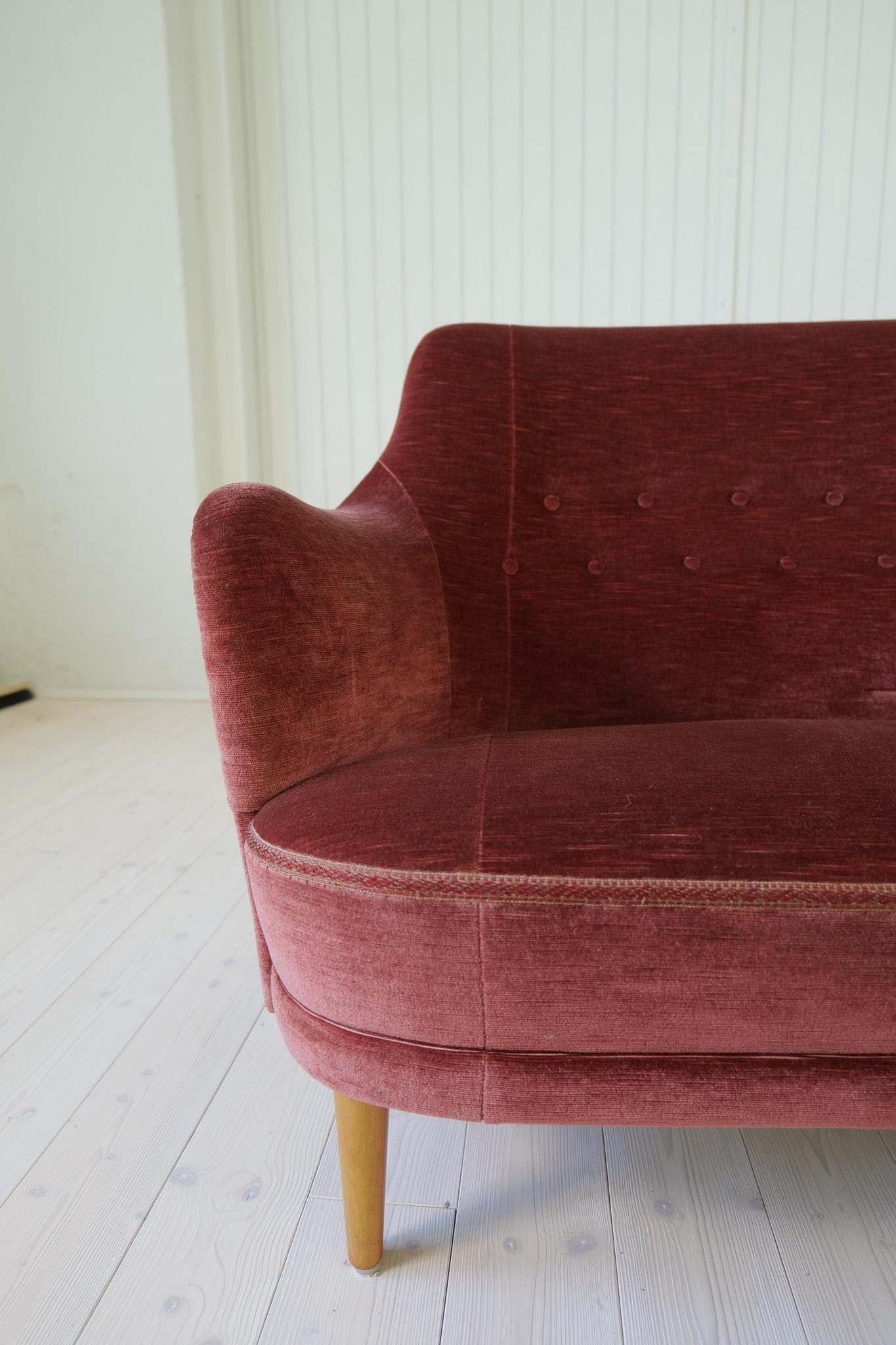 Late 20th Century Midcentury Modern Rare Carl Malmsten Velvet 
