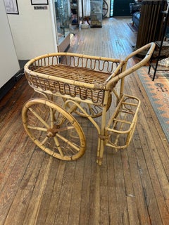 Midcentury Modern Rattan Bamboo & Wicker Bar Cart