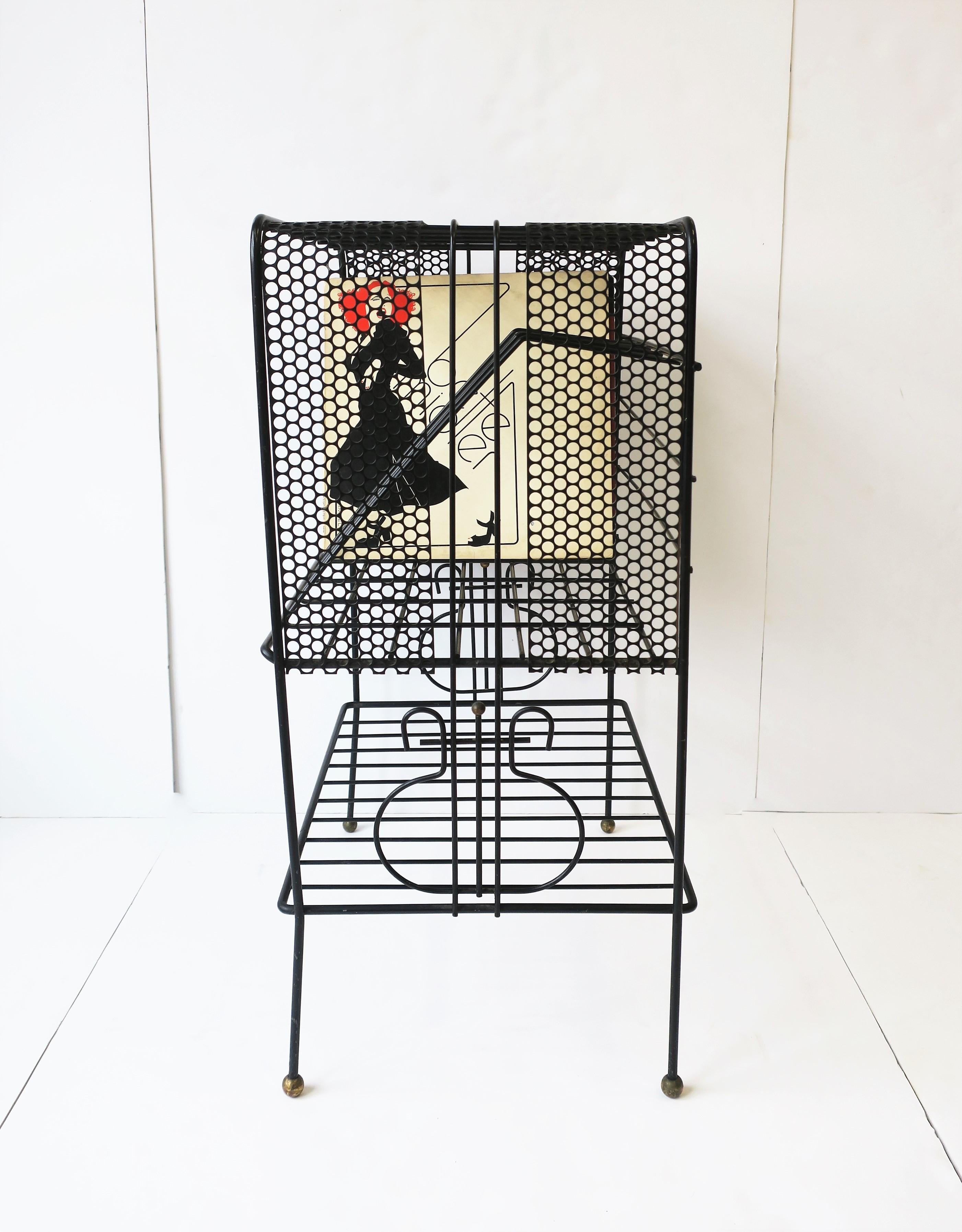 Mid-Century Modern Record Player LP Vinyl Album Metal Holder Rack Stand Table 5