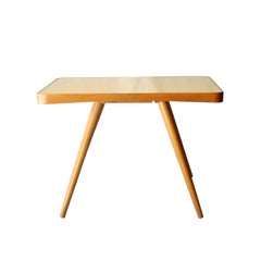 Mid-Century Modern Rectangular Oak Glass Yellow Centre Table Czech Republic 1960