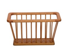 Mid-Century Modern Rectangular Solid Oak Danish Magazine Rack, 1970s
