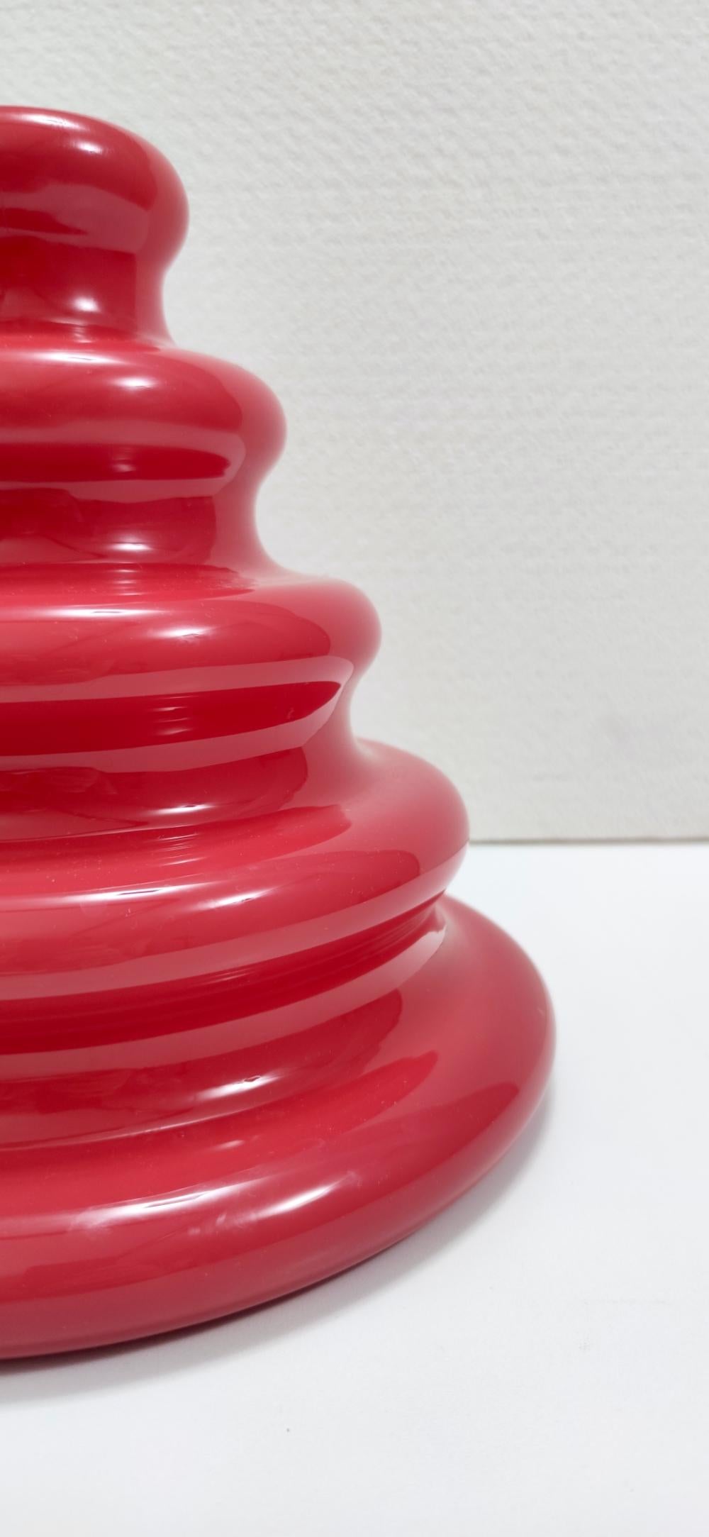 Late 20th Century Postmodern Red Murano Glass Vase in the Style of Ettore Sottsass