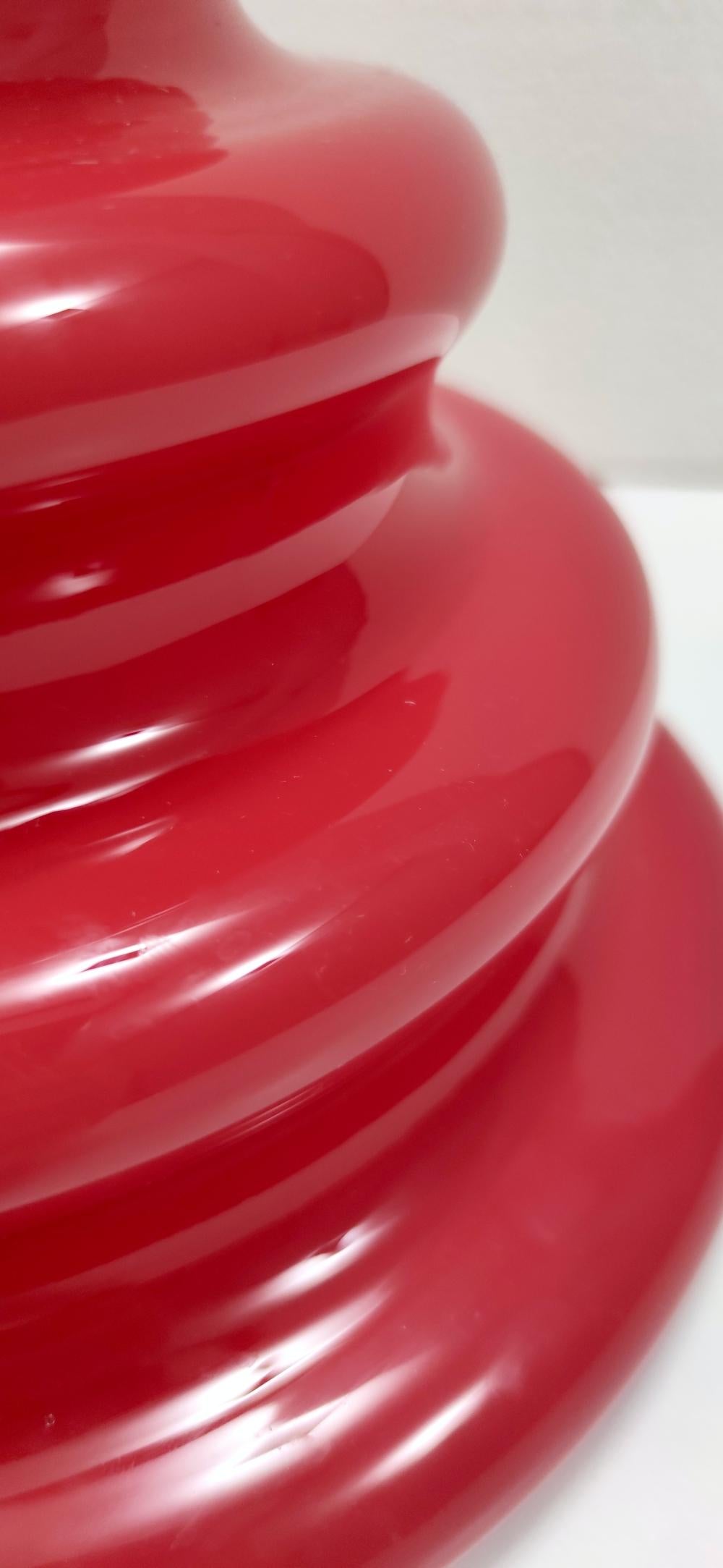 Postmodern Red Murano Glass Vase in the Style of Ettore Sottsass 1