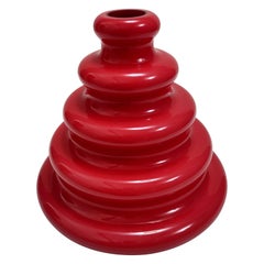 Midcentury Modern Red Murano Glass Vase in the style of Ettore Sottsass