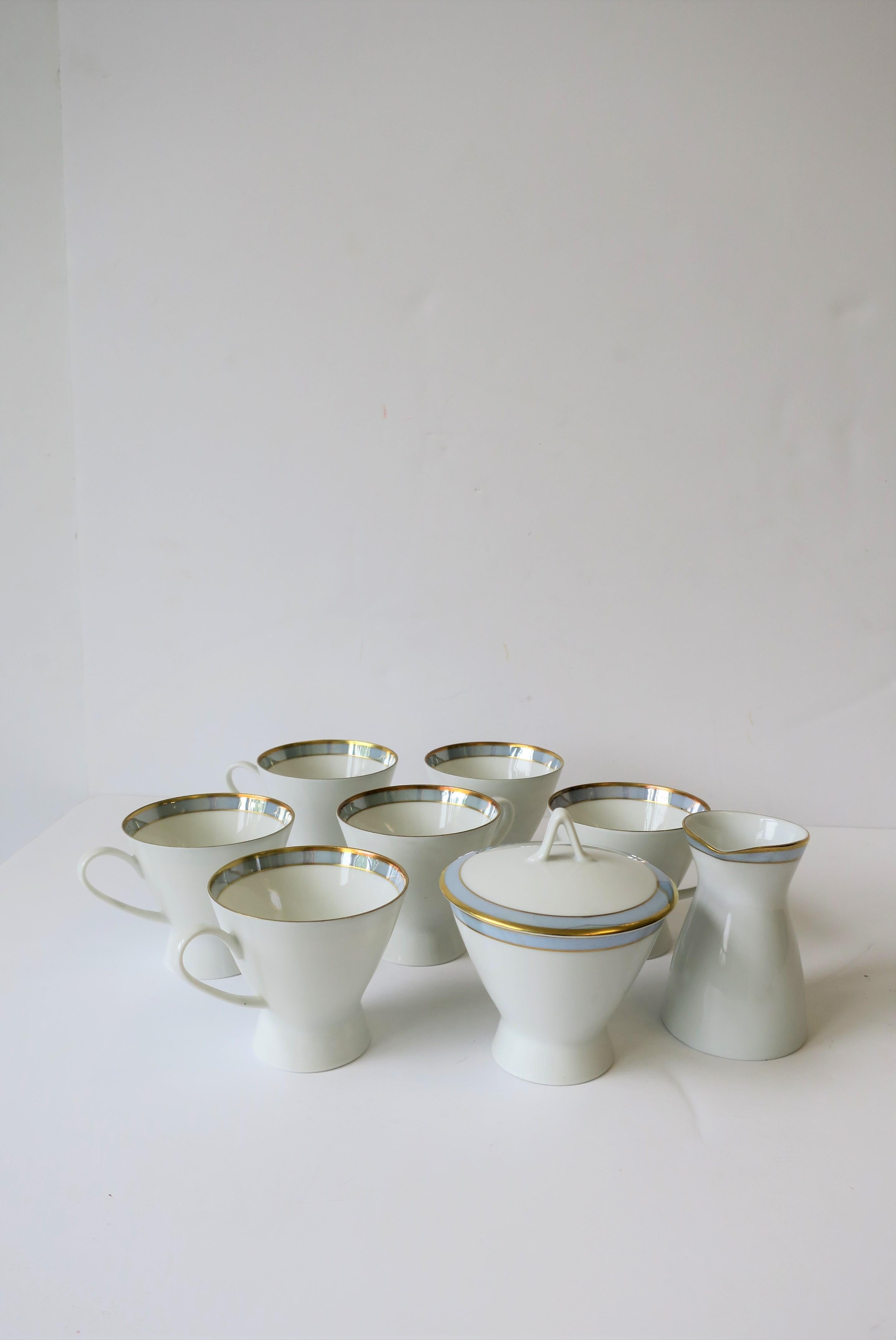 Midcentury Modern German Blue & White Porcelain Coffee or Tea Set by Rosenthal   For Sale 2