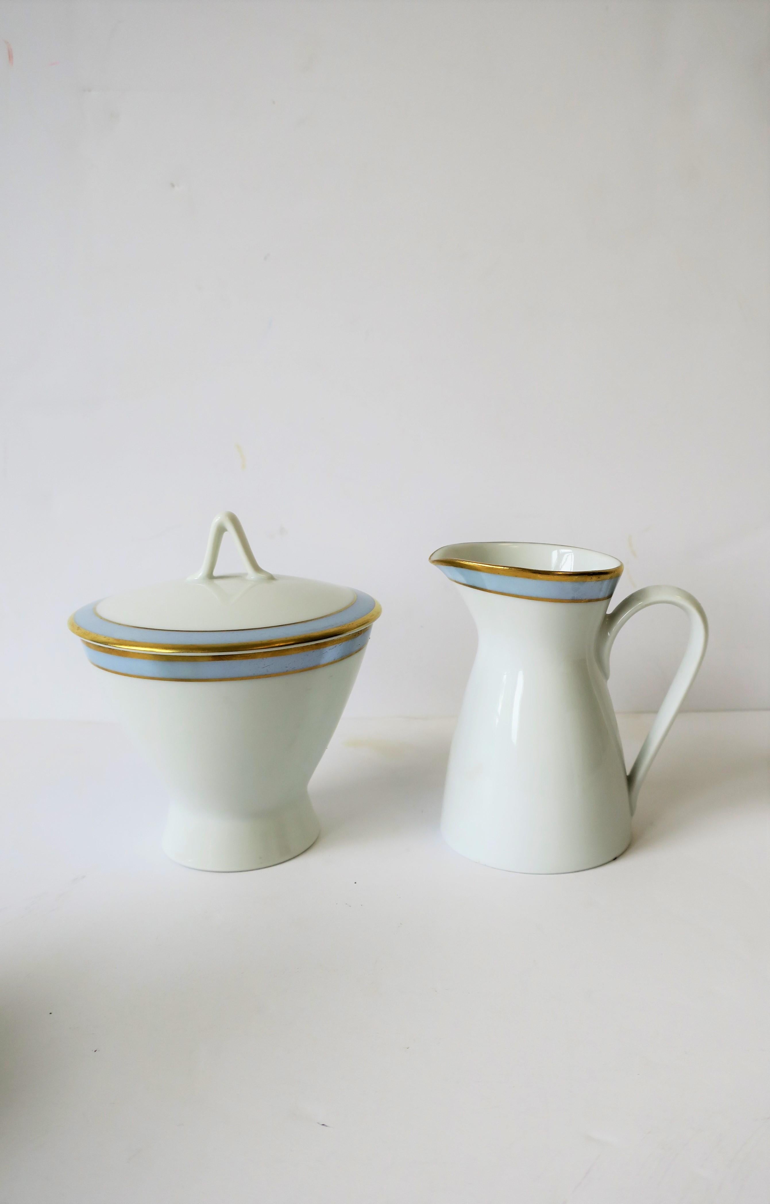 Glazed Midcentury Modern German Blue & White Porcelain Coffee or Tea Set by Rosenthal   For Sale