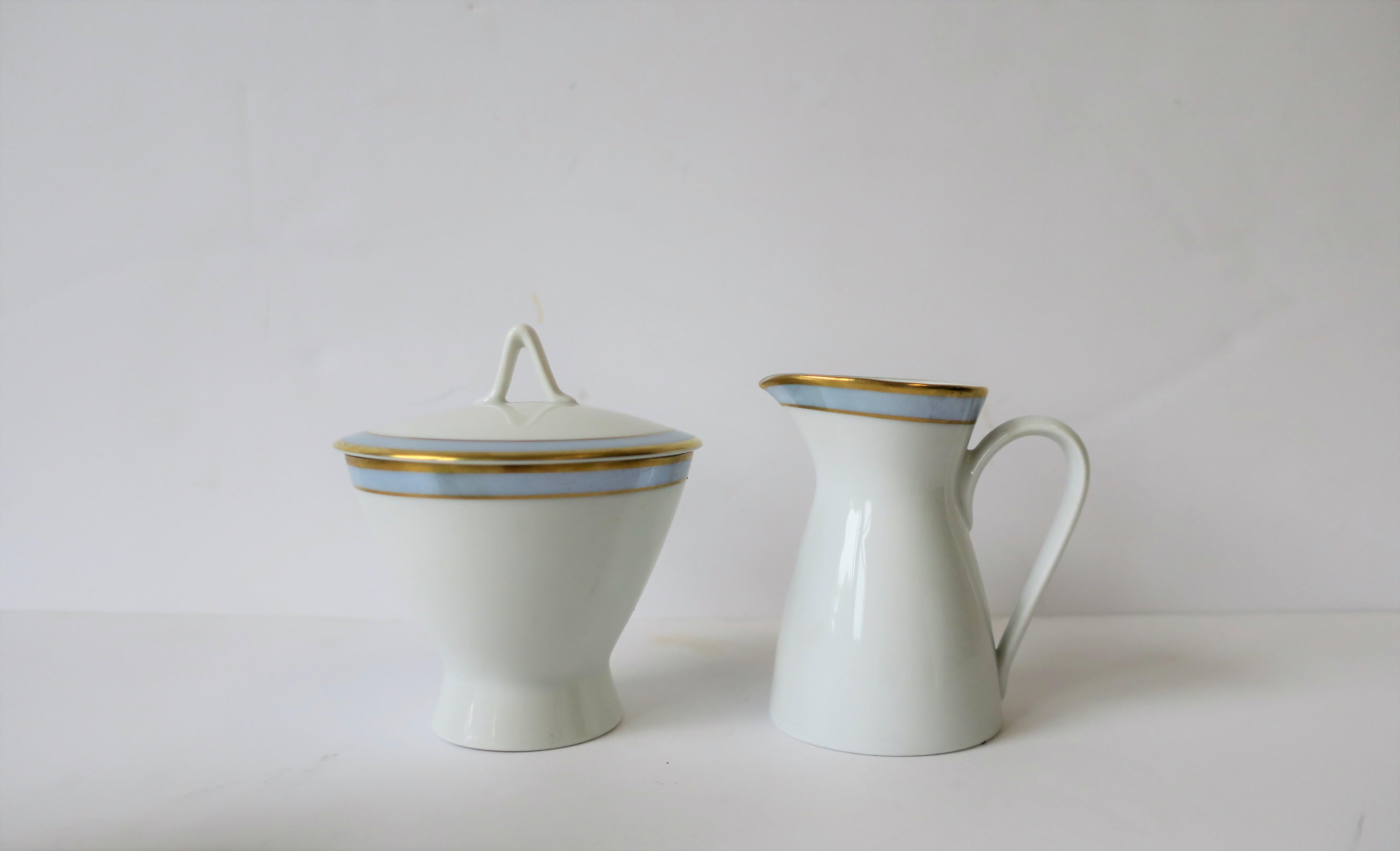 Midcentury Modern German Blue & White Porcelain Coffee or Tea Set by Rosenthal   In Good Condition For Sale In New York, NY